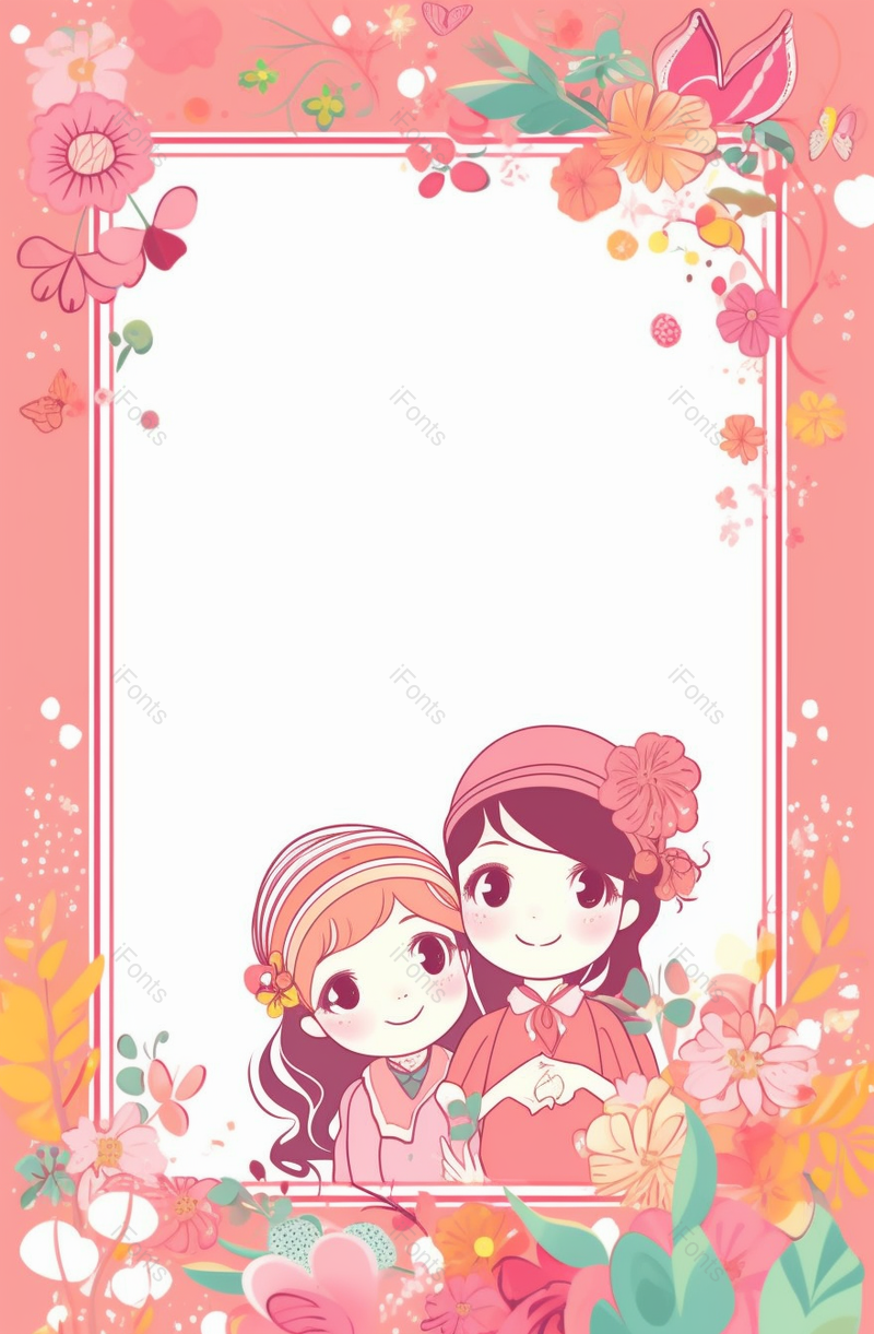 小清新小女孩手绘卡通边框背景图,插画/手绘图,插画/手绘图库,插画/手绘图下载,插画/手绘